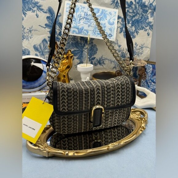 🆕 MARC JACOBS 🧿 NWT The Monogram J Marc Chain Satchel Shoulder Bag, Navy - Picture 2 of 15